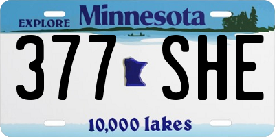 MN license plate 377SHE