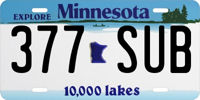 MN license plate 377SUB