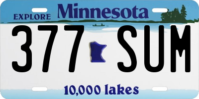 MN license plate 377SUM