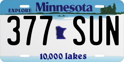 MN license plate 377SUN
