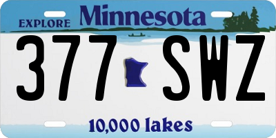 MN license plate 377SWZ