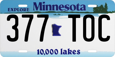 MN license plate 377TOC