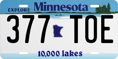 MN license plate 377TOE