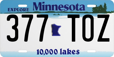 MN license plate 377TOZ
