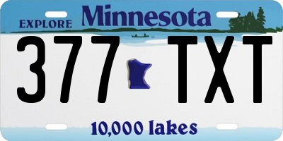 MN license plate 377TXT