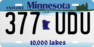 MN license plate 377UDU