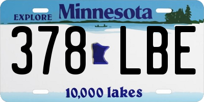 MN license plate 378LBE