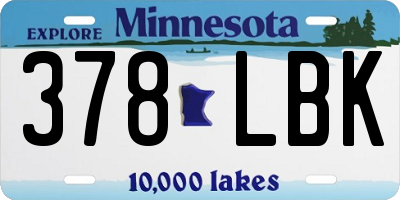 MN license plate 378LBK