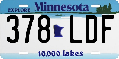 MN license plate 378LDF