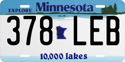 MN license plate 378LEB