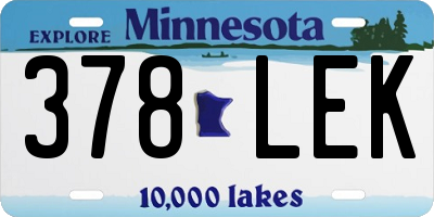 MN license plate 378LEK