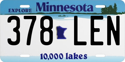 MN license plate 378LEN