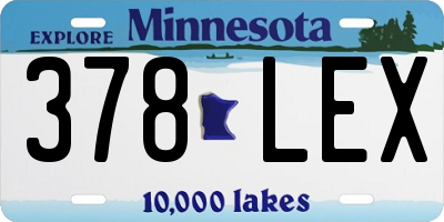 MN license plate 378LEX