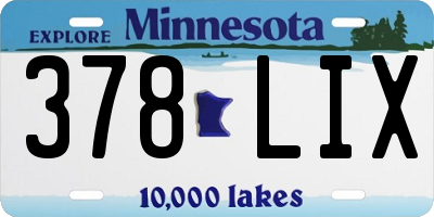 MN license plate 378LIX