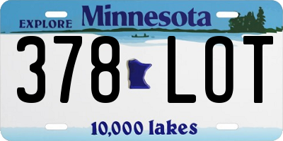 MN license plate 378LOT