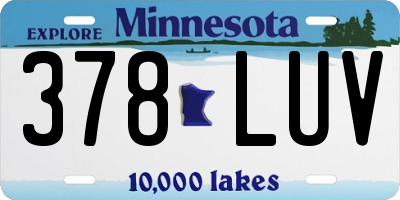 MN license plate 378LUV