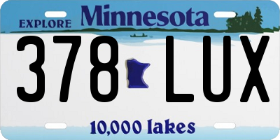 MN license plate 378LUX