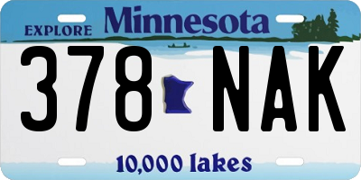 MN license plate 378NAK