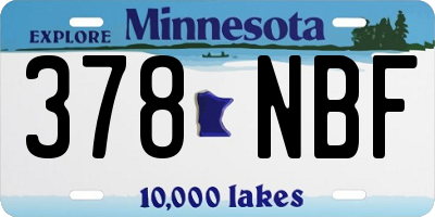 MN license plate 378NBF