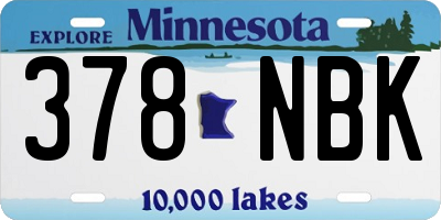 MN license plate 378NBK