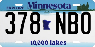 MN license plate 378NBO