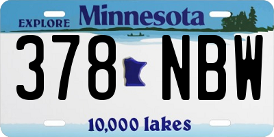 MN license plate 378NBW