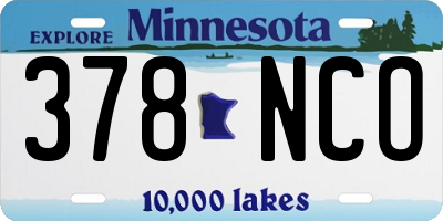 MN license plate 378NCO