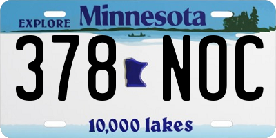 MN license plate 378NOC