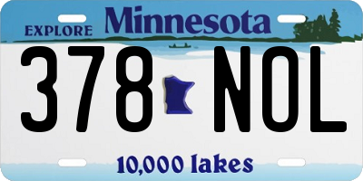 MN license plate 378NOL