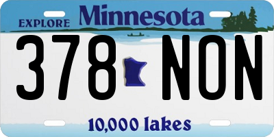 MN license plate 378NON