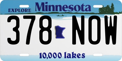 MN license plate 378NOW