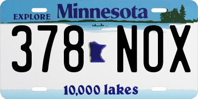 MN license plate 378NOX