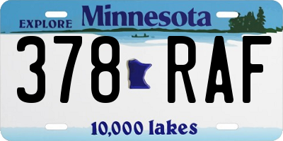 MN license plate 378RAF