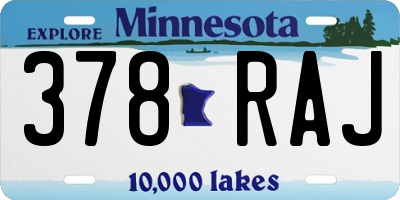 MN license plate 378RAJ