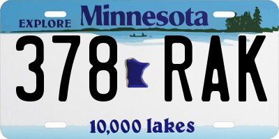MN license plate 378RAK