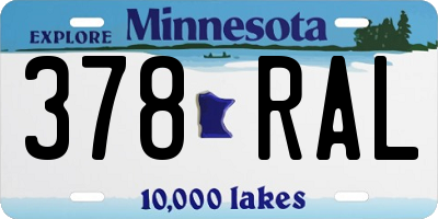 MN license plate 378RAL