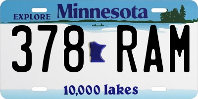 MN license plate 378RAM