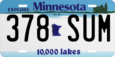 MN license plate 378SUM