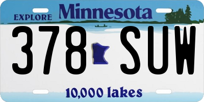 MN license plate 378SUW