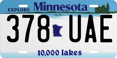 MN license plate 378UAE