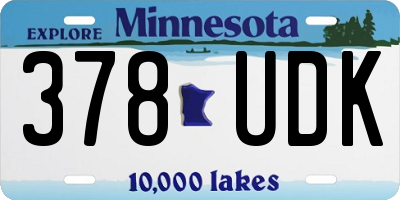 MN license plate 378UDK