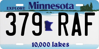 MN license plate 379RAF