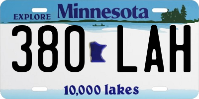 MN license plate 380LAH