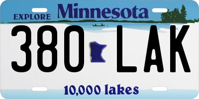 MN license plate 380LAK