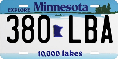 MN license plate 380LBA