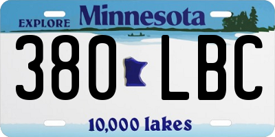 MN license plate 380LBC