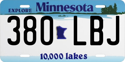 MN license plate 380LBJ