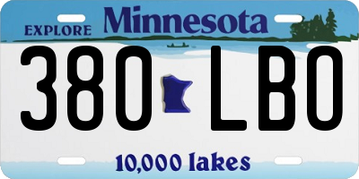 MN license plate 380LBO