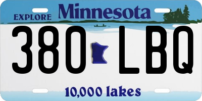 MN license plate 380LBQ