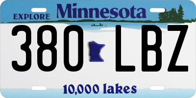 MN license plate 380LBZ